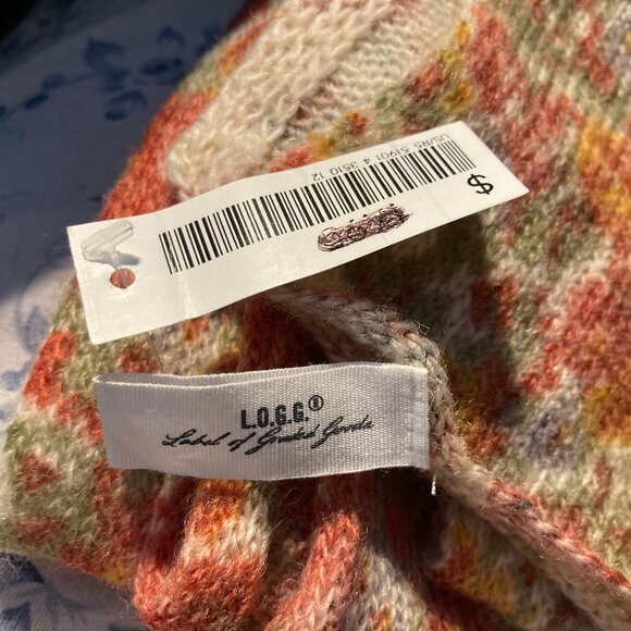 L.O.G.G. Long Burnt Orange Moss Green Wool/Alpaca Scarf  72" x 13" New with Tags - Picture 3 of 4